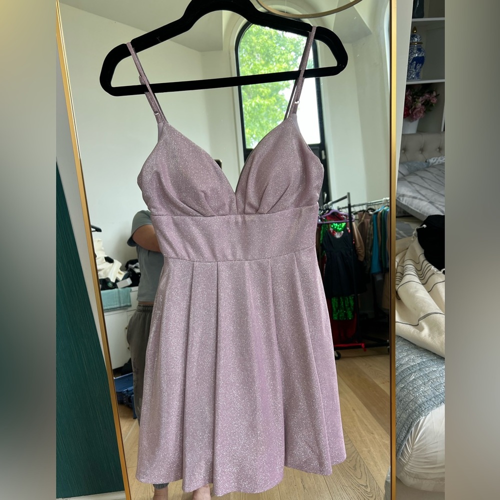 B Darlin Purple sparkly Spaghetti Strap Sundress